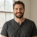 Portrait of Ethan, a tall RealIntimacy member who joined dating apps for big guys before finding the community